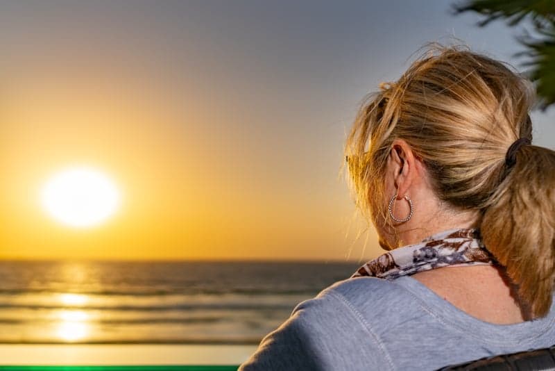 Warm alpine glow on mountain peaks at golden hour